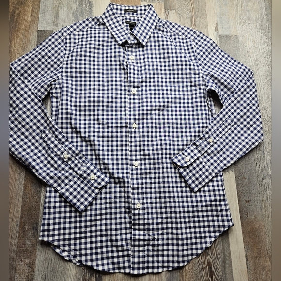 CrewCuts By J. Crew Boy's Youth Ludlow Button Down Shirt Size 12 Navy Blue White - Picture 1 of 6